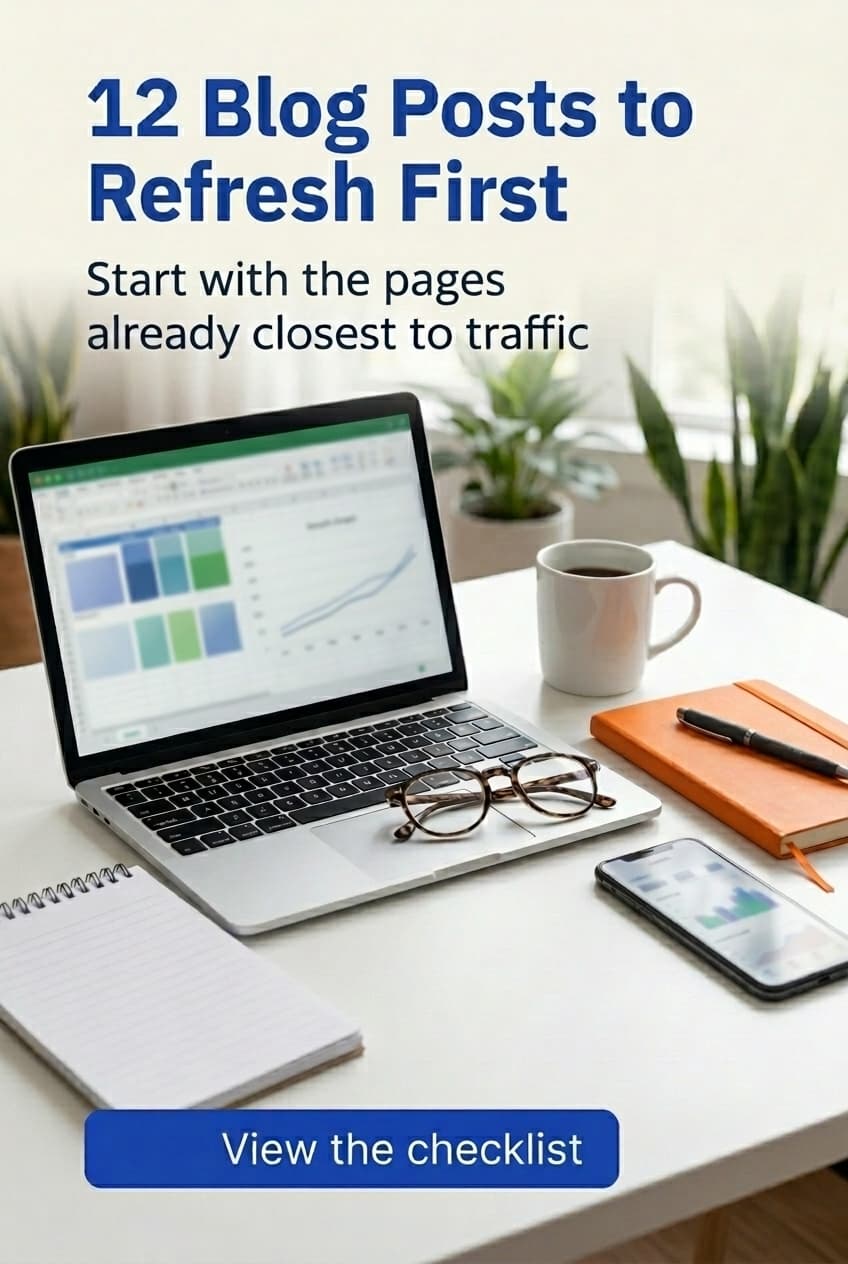 Representative Pinslate example pin for Brightside Growth featuring a blog refresh checklist.